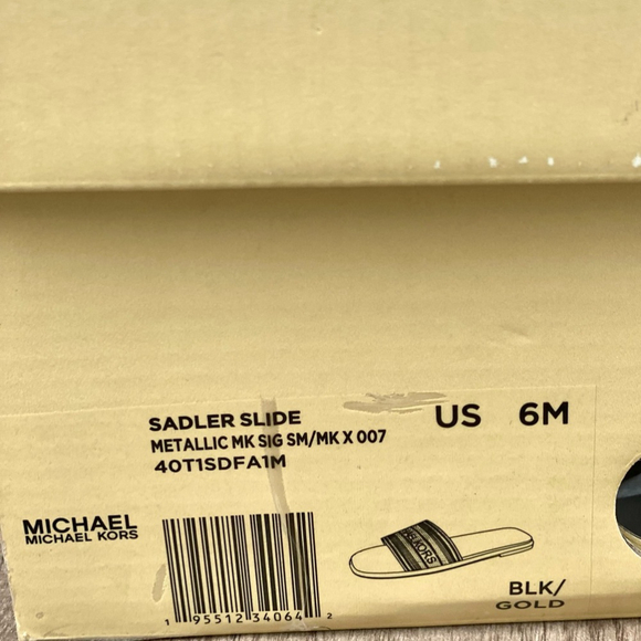Michael Kors Sadler Slide flip flops Black/Gold - Picture 7 of 7